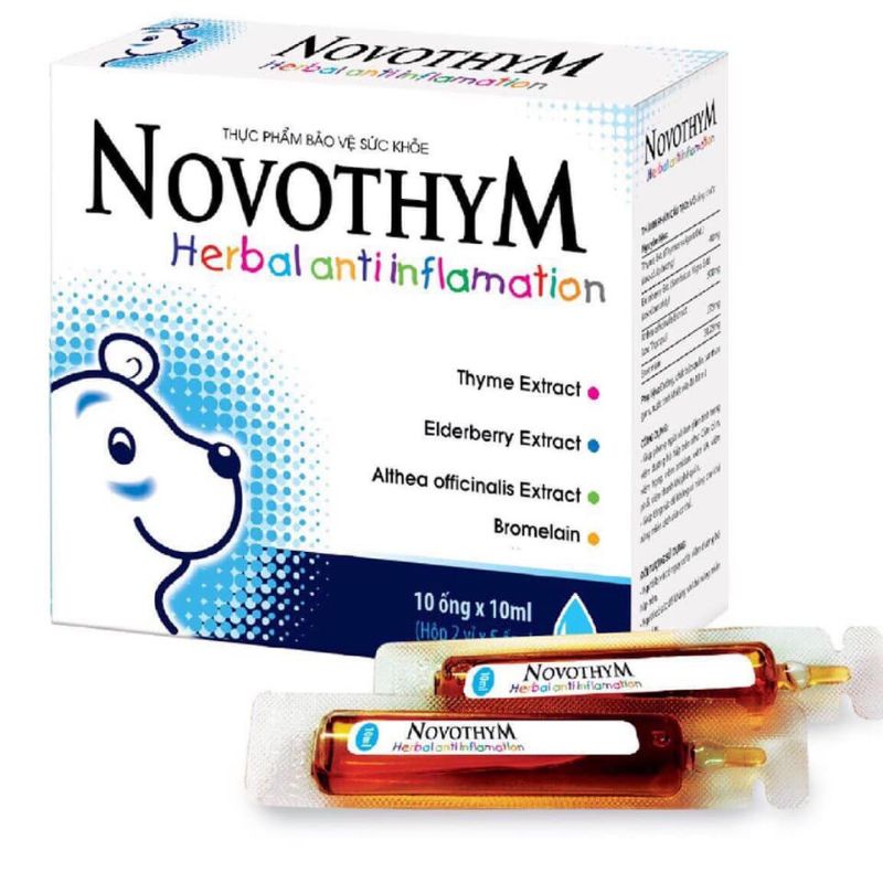 NOVOTHYM - Thymo ZinC Gold Sun 3 hỗ trợ tăng cường đề kháng, nâng cao miễn dịch đường hô hấp cho bé hộp 10 ống