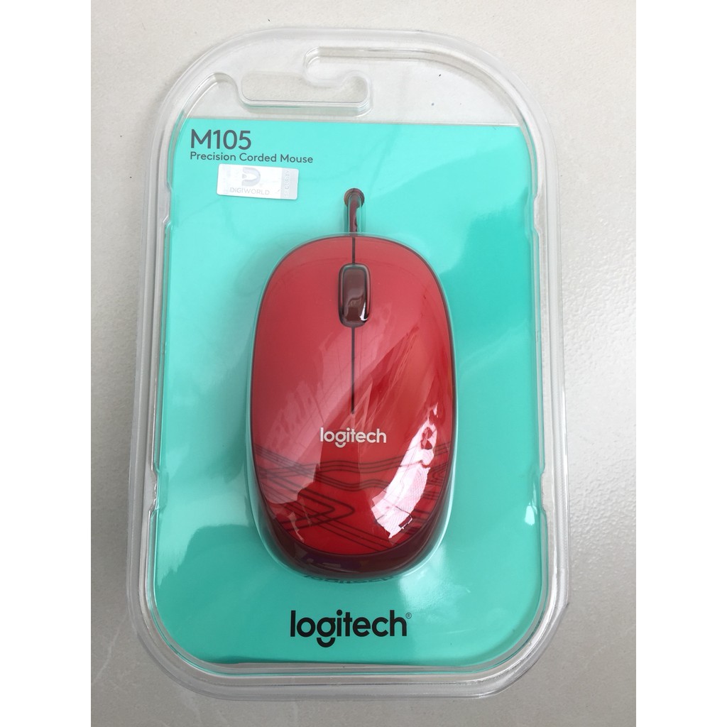 Chuột Logitech-Chuột có dây Logitech M105 (đỏ) DGW Phân Phối