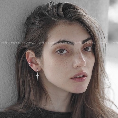 Khuyên tai bạc Crucifix - CALLA JEWELRY | E032