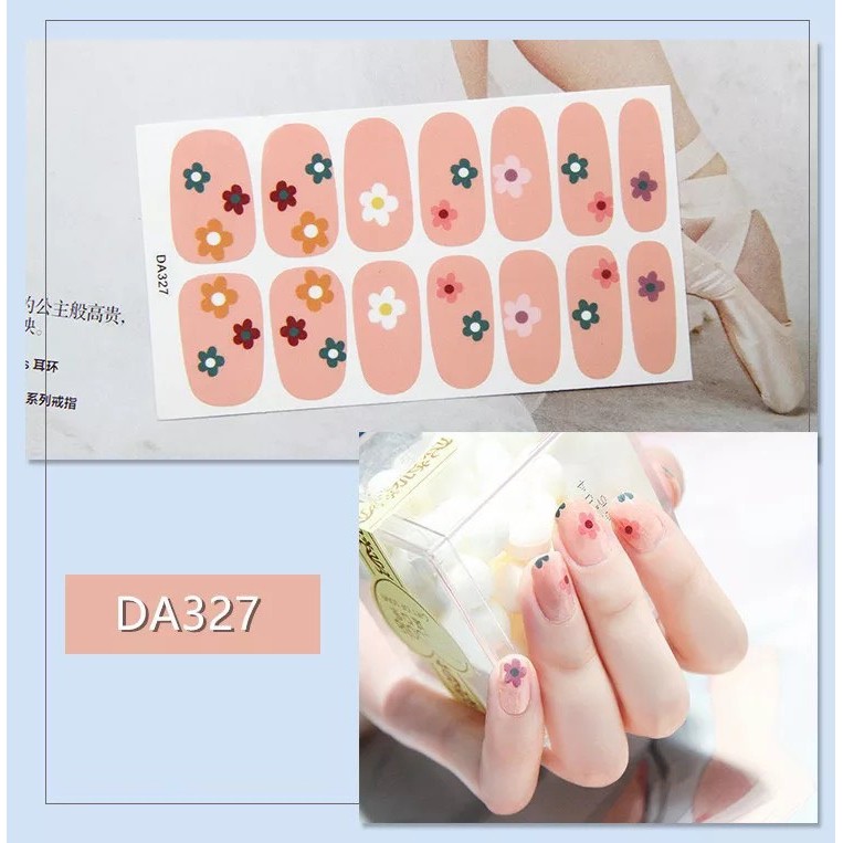 Bộ 14 miếng dán móng tay sticker hoạ tiết xinh xắn 3D chống thấm nước phong cách Hàn Quốc