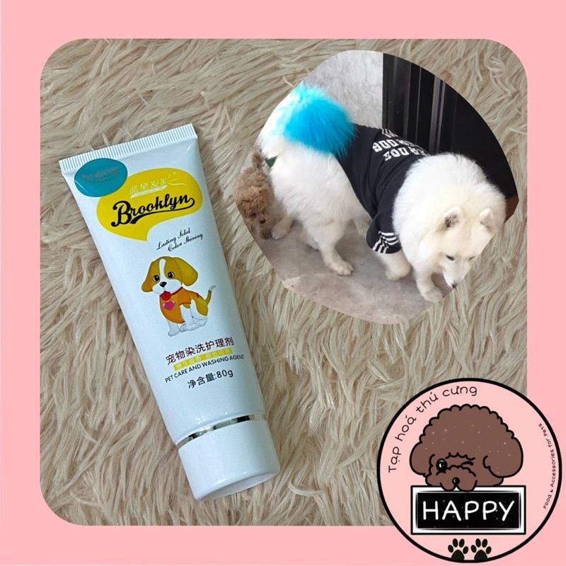 HOẢ TỐC |  Gel nhuộm Brooklyn chó mèo tuýp 80g / Thuốc nhuộm lông thú cưng kem màu hồng xanh đỏ nâu tím vàng cam