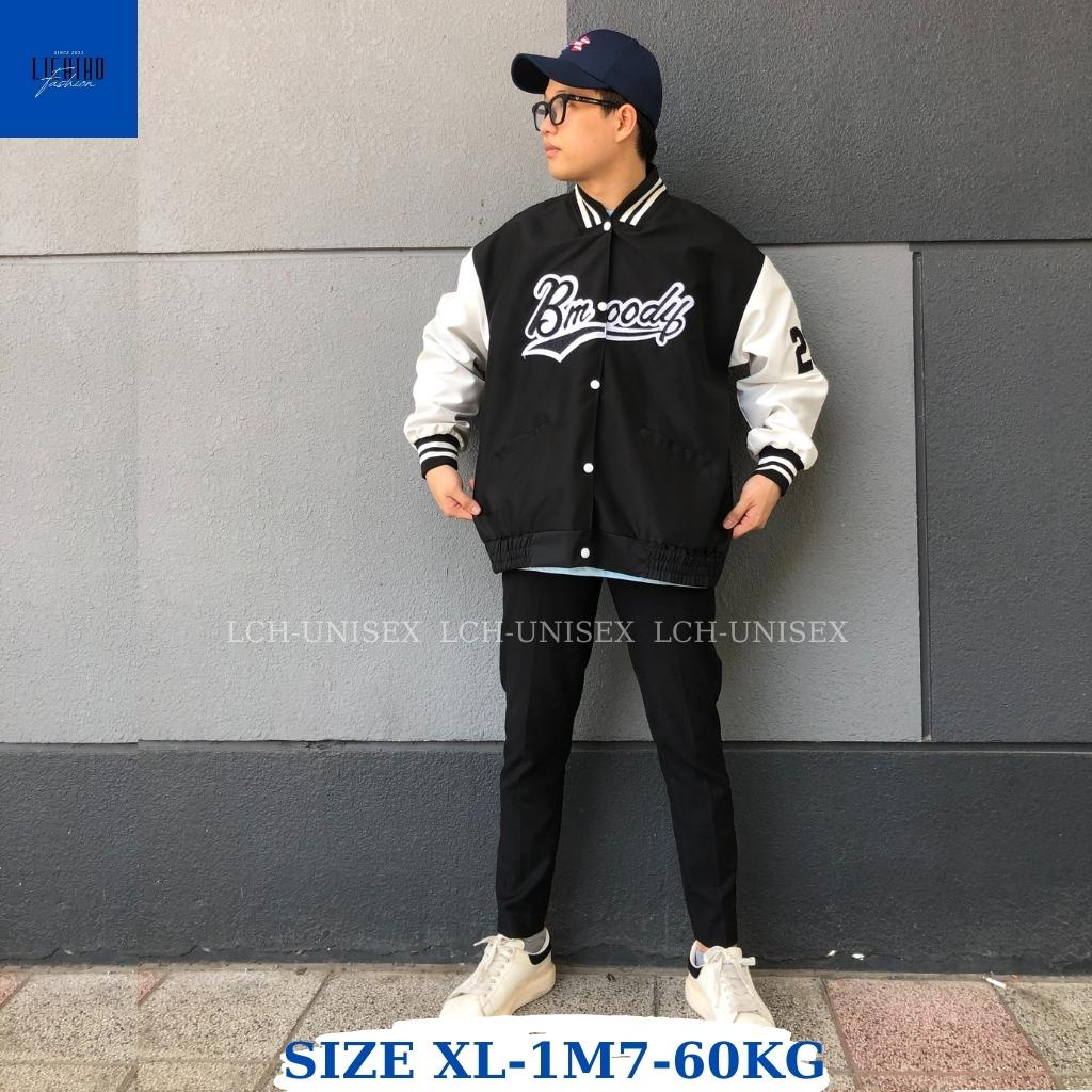 Áo khoác bomber bóng chày nam nữ form rộng vải dù 2 lớp thêu BMOODY dày đẹp LCH