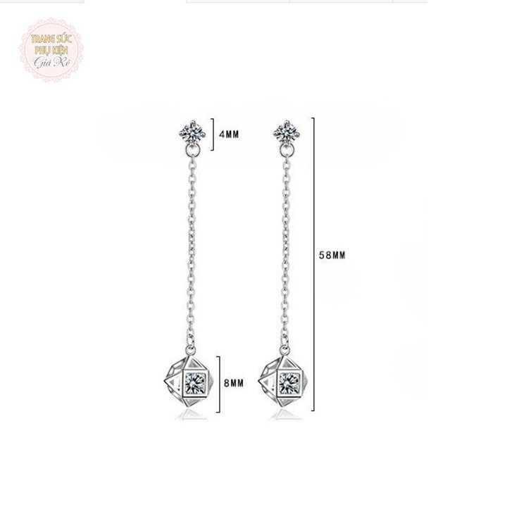 Bông tai dáng dài xinh xắn HT226, bạc ý S925
