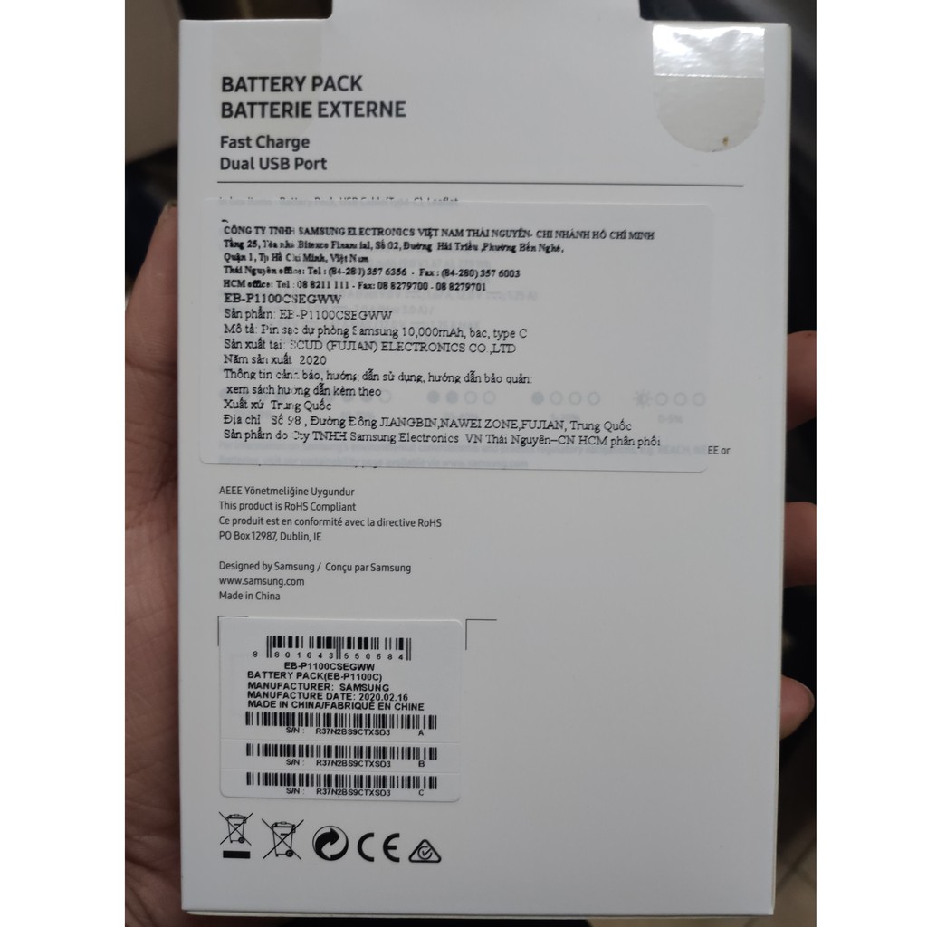 Pin Sạc Dự Phòng Samsung EB-P1100CSEGWW 10000mAh - Dung lượng lớn, hỗ trợ sạc nhanh 25W New Chính Hãng