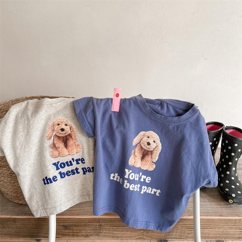 Áo thun ngắn tay in hình chú chó dễ thương cho bé