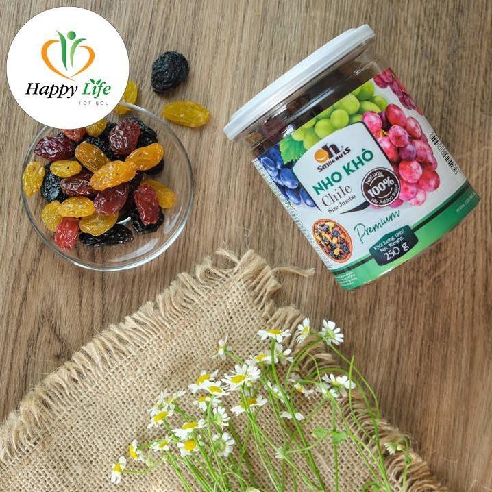 Nho khô mix 3 màu, nho khô nhập khẩu Chile 3 màu đen, đỏ, vàng hộp 500g - Happy Life 4U