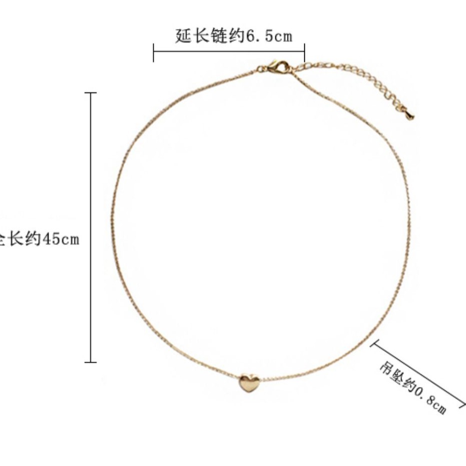 Dây chuyền kim loại mặt trái tim nhỏ xinh xắn phong cách hàn quốc thời trang
