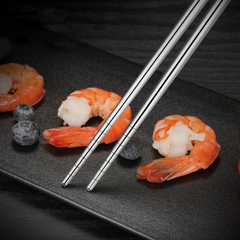 Bộ 5 đôi đũa xoắn ốc bằng thép không gỉ chống trượt tiện lợi dành cho người lớn dùng trong nhà bếp