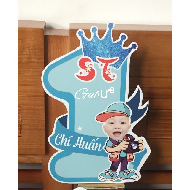 Số tuổi kèm chibi để bàn tiệc trang trí sinh nhật hàng thiết kế