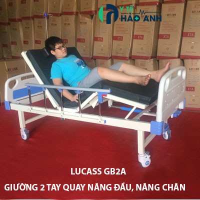 Giường y tế 2 tay quay nâng đầu, nâng chân Lucass GB-2A
