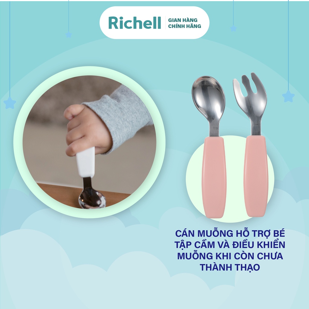 Bộ muỗng nĩa inox TLI kèm hộp Richell Nhật Bản | Baby