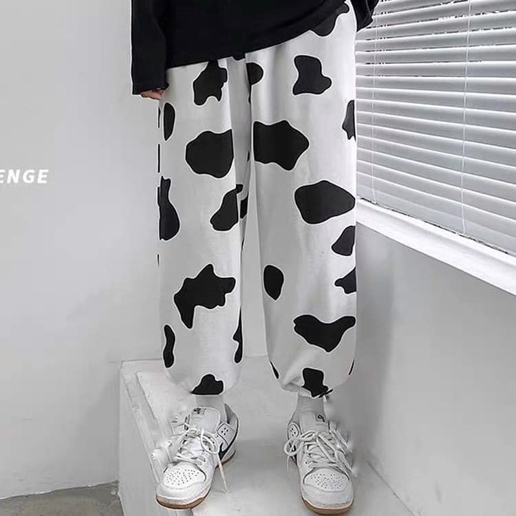 Quần jogger  thun họa tiết bò sữa hottrend (kèm video/ảnh thật) Xưởng Sỉ Nguyễn Hoa