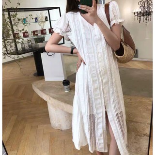 Đầm ren dài cổ V nữ tính (có hình thật)