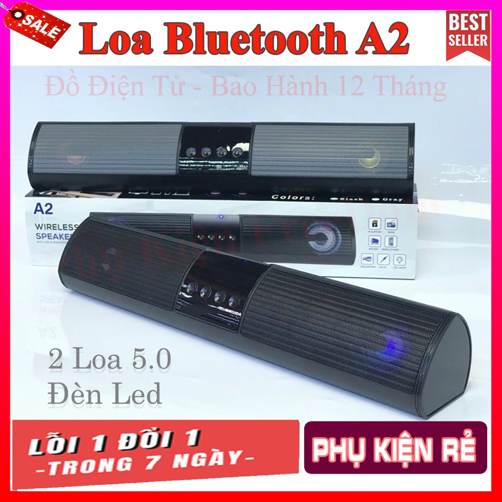 Loa bluetooth speaker A2 dáng dài 2 loa cực đỉnh, kiểu dáng sang trọng hỗ trợ thẻ nhớ, đài FM cao cấp