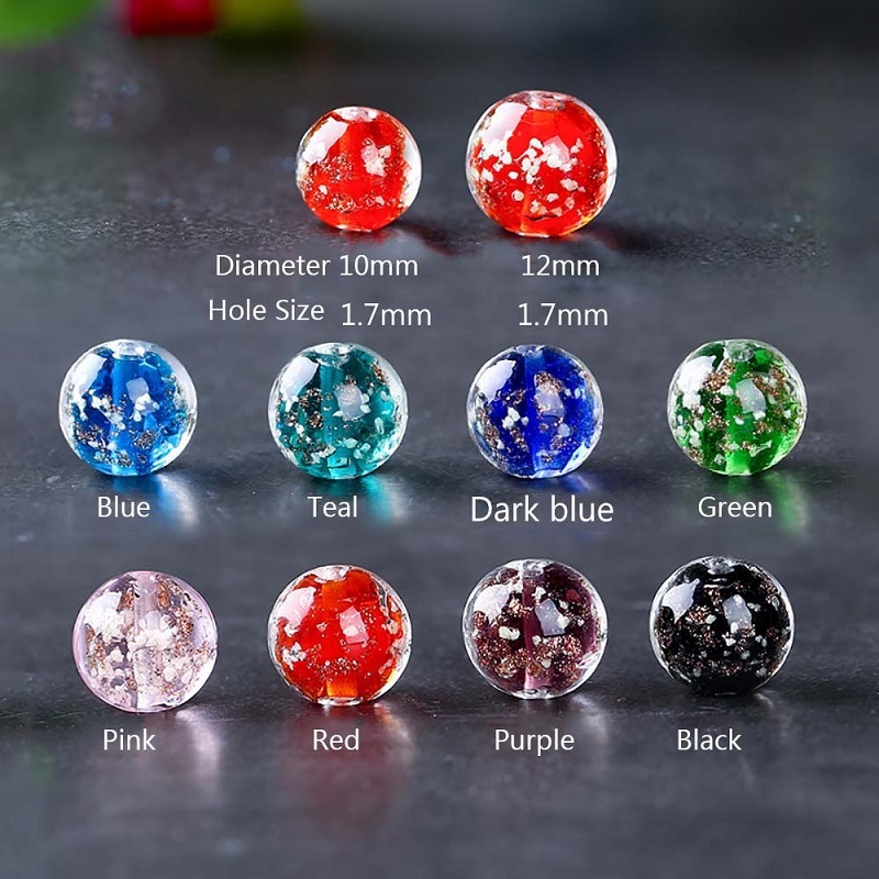 Set 5 Hạt Đá Kính Tròn 10mm 12mm Màu Dạ Quang Tự Nhiên Làm Trang Sức