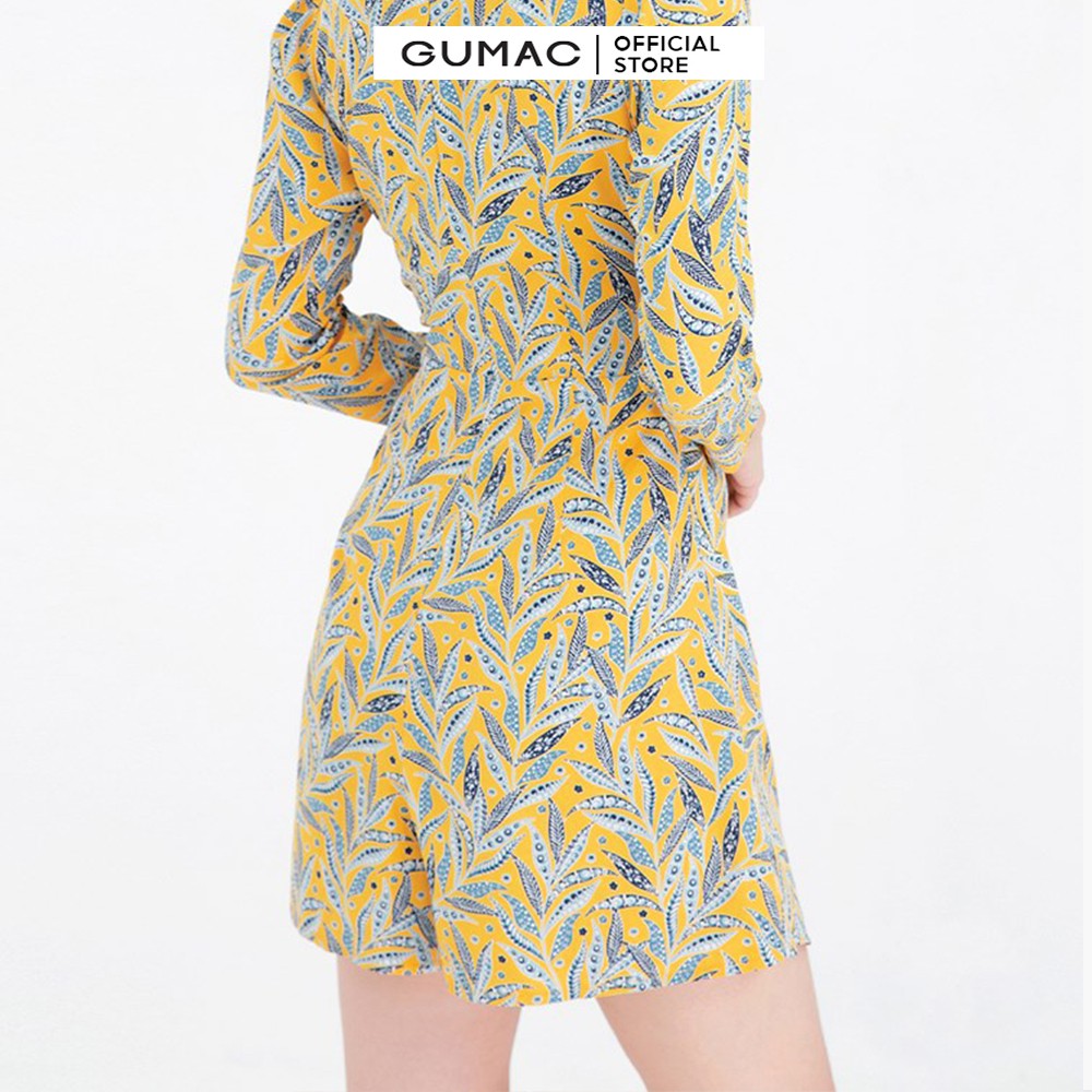 Jumpsuit xếp ly họa tiết hoa lá GUMAC DB625