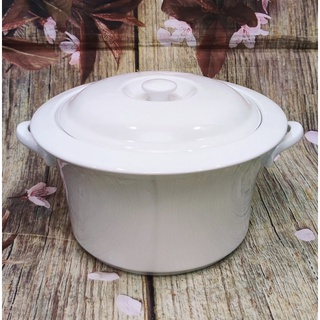 Thố sứ trắng có nắp Minh Long 26cm - thố sứ trắng Minh Long có nắp