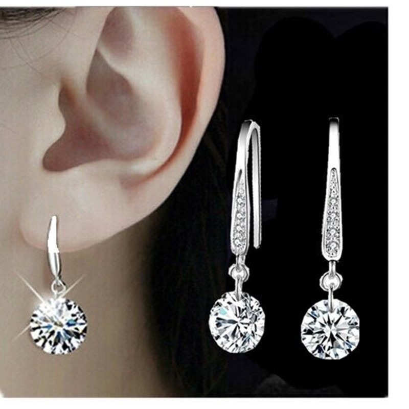 Earrings Ornament Rock Crystal Korean Fashion Silver