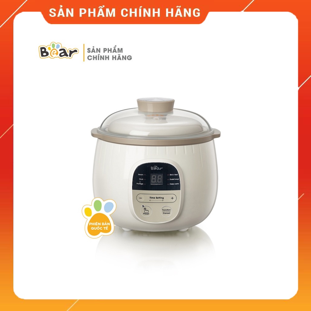 [Bear Chính Hãng] Nồi nấu chậm Bear 0,8L SUBE001 (có lồng hấp). Đủ 3 màu: Vàng, hồng, nâu. sử dụng để Nấu, hấp, hầm