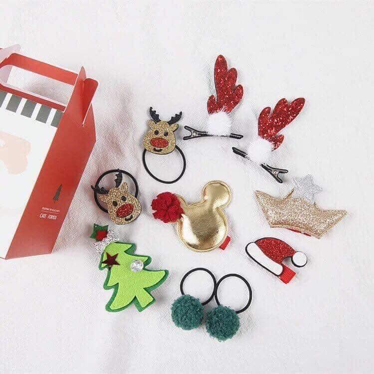 HỘP KẸP TÓC NOEL 10 CHI TIẾT SIÊU YÊU CHO BÉ