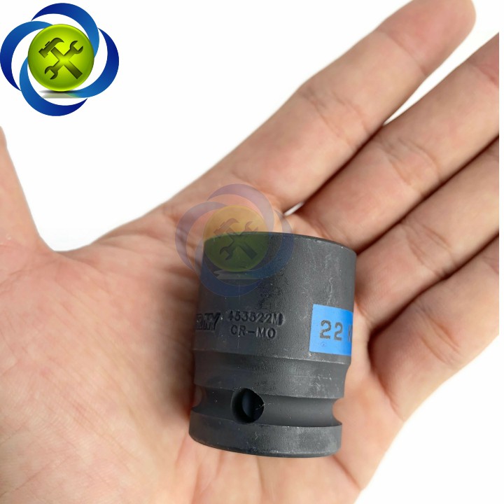 Tuýp đen ngắn Kingtony 453522M 22mm 1/2 6 cạnh