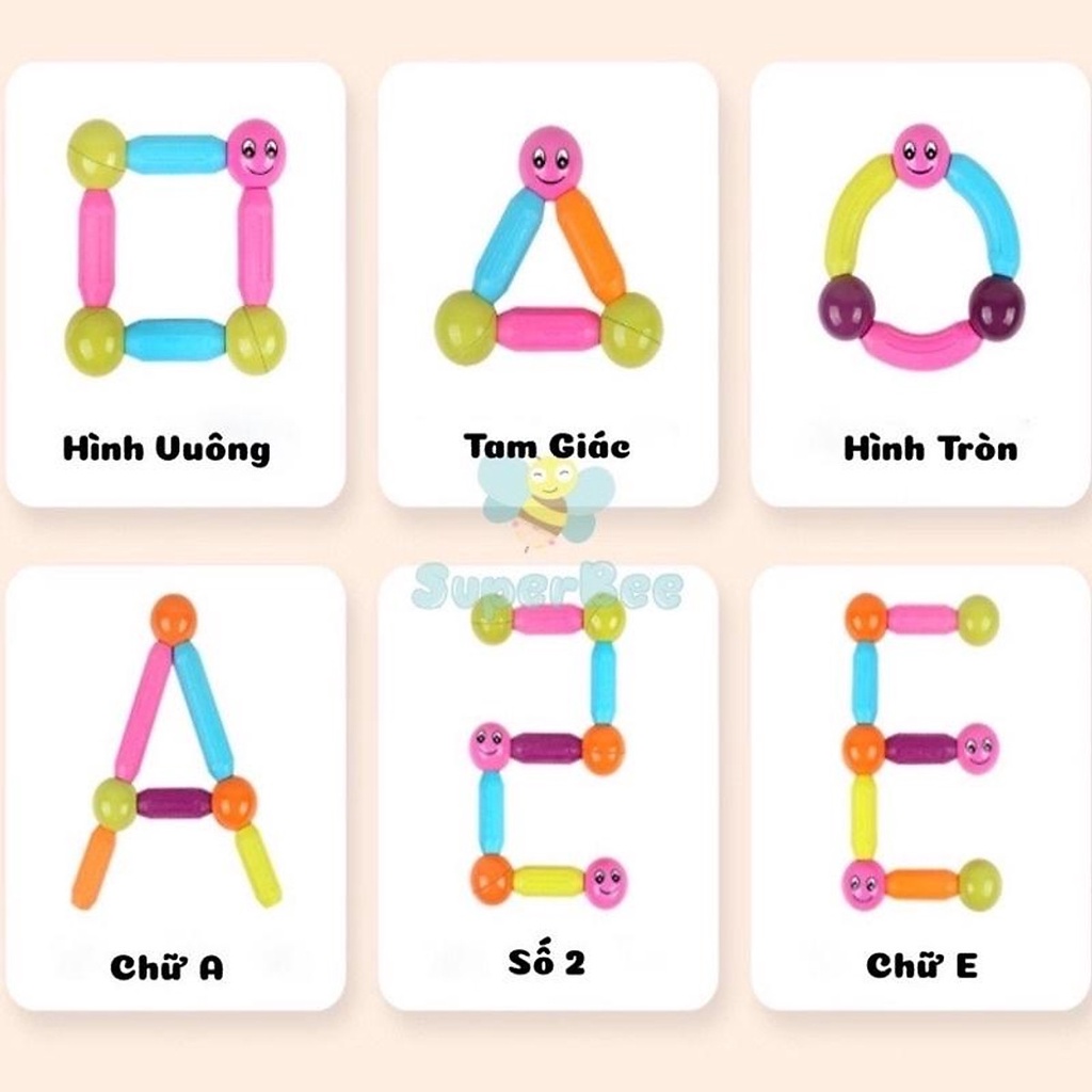 Ghép Hình Nam Châm 64 Chi Tiết Đồ Chơi Thông Minh Cho Bé