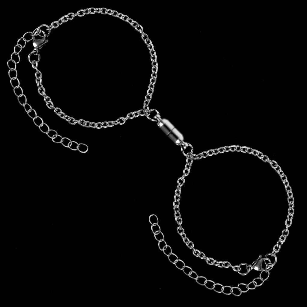 1 Cặp Vòng Tay Thép Không Gỉ Có Thể Điều Chỉnh Kích Thước