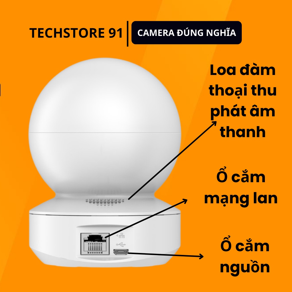 Camera wifi ezviz C6N cảnh báo về điện thoại, loa mic đàm thoại 2 chiều TECHSTORE 91