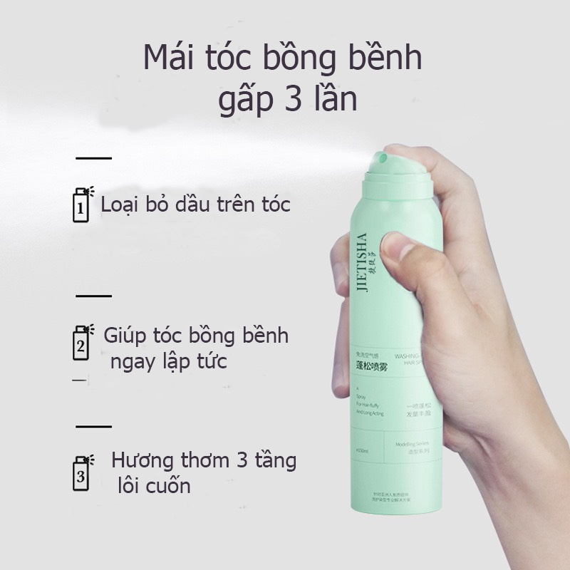 Dầu Gội Khô Xịt Chống Bết Dính Tóc JIETISA