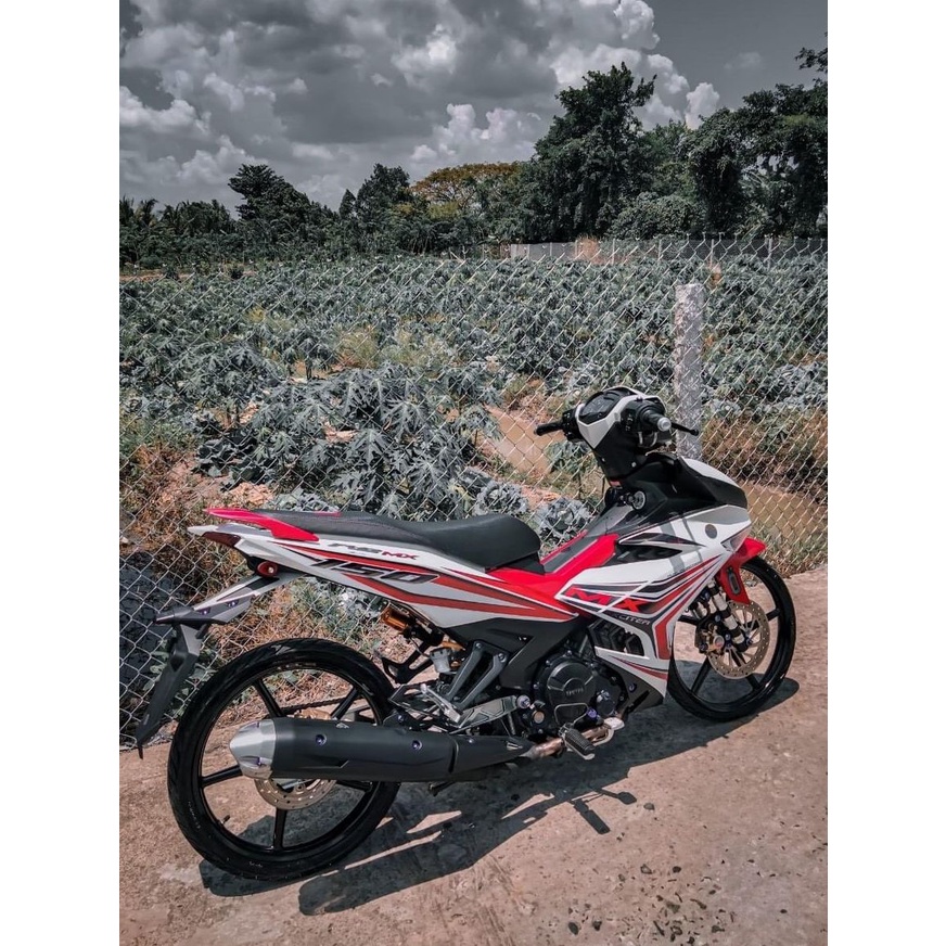 Tem trùm Exciter 150 yamaha trắng viền đỏ đen - Độ dán team trùm decal xe máy - Team trùm ex decal rẻ đẹp và chất  trắng