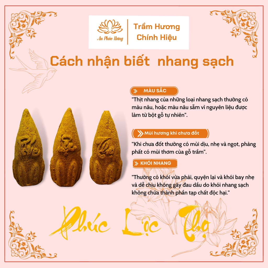 Trầm hương - Nụ trầm hương cao cấp khói ngược 100% không hóa chất hình nụ sen PHÚC LỘC THỌ Hương Bắc