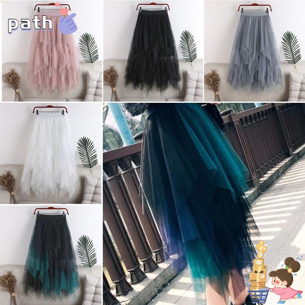 Chân Váy Tulle Dài Lưng Cao Co Giãn Nhiều Lớp Thanh Lịch Thời Trang Cho Nữ