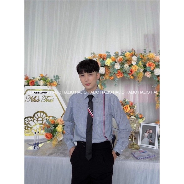 Áo sơ mi dài tay nam mẫu sọc túi ,vải Cotton xịn, chuẩn form - Regular fit, đứng form - HALIOMAN