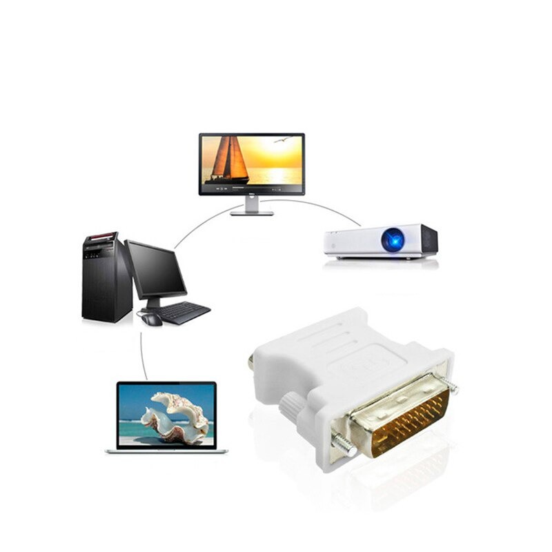 Đầu chuyển DVI-I Male 24 + 5 Pin sang VGA Female, DVI to VGA Video Converter Adapter cho DVD HDTV