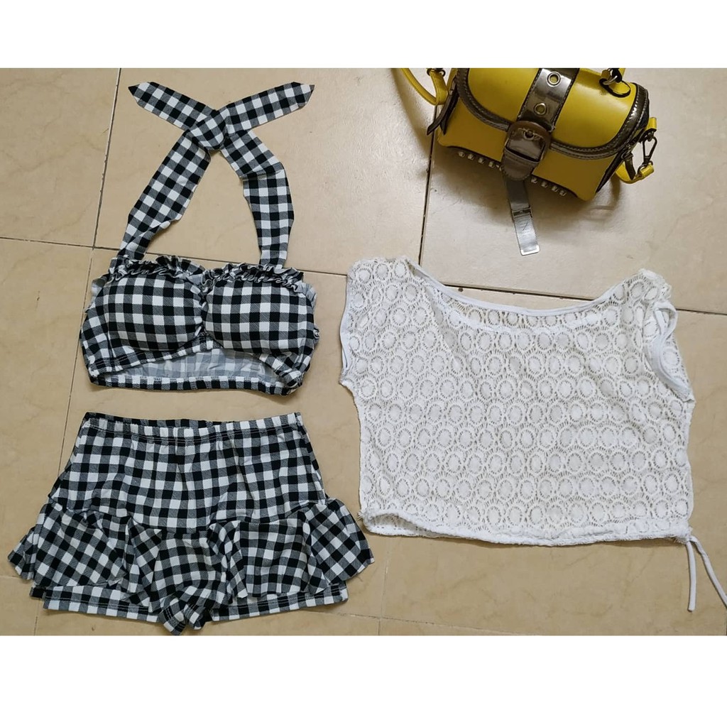 [Ảnh thật + sẵn hàng] Bikini hai mảnh kèm áo khoác ren | WebRaoVat - webraovat.net.vn