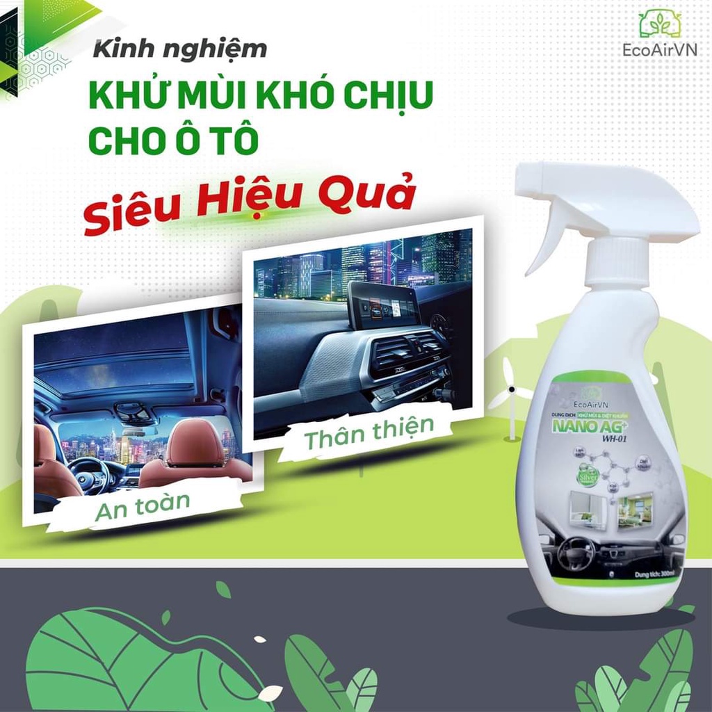 Dung Dịch khử mùi diệt khuẩn Nano Bạc, khử mùi nhà ở,ô tô tinh dầu khử khuẩn nano bạc - EcoAirVN - LifetechStore