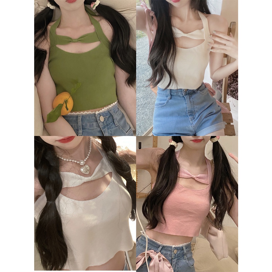 SUXI Áo Croptop Sát Nách Màu Sắc Thanh Lịch Thiết Kế Ôm Sát Tôn Dáng