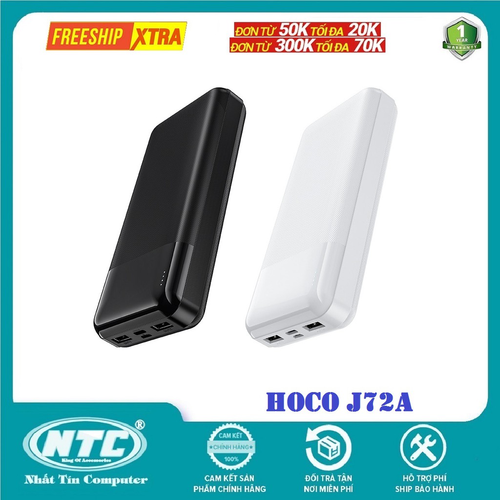 Pin sạc dự phòng Hoco J72A Easy travel 20000mAh 2 cổng Input/Output max 2A - Hàng chính hãng