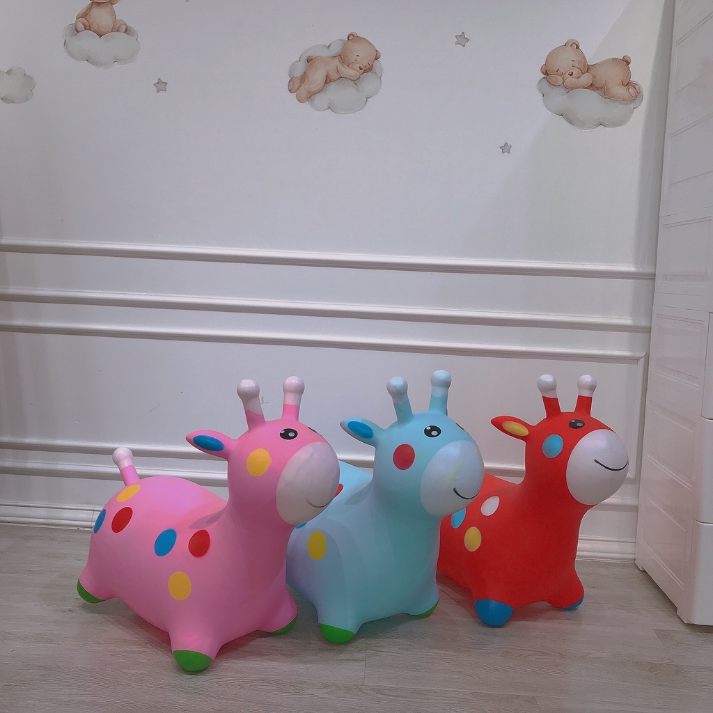 Thú Nhún Cho Bé Hình Chú Hươu Bơm Hơi Nhiều Màu Sắc Siêu Xinh Con Thỏa Thích Vận Động Và Chơi Đùa