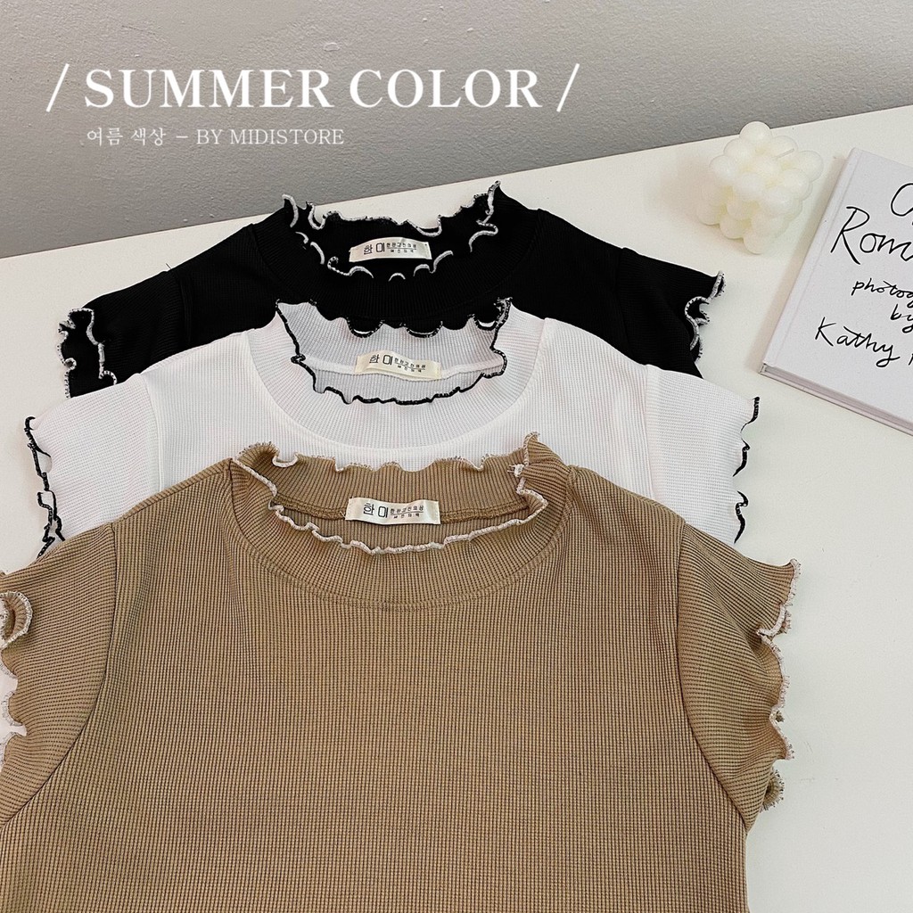 Áo Croptop gân viền