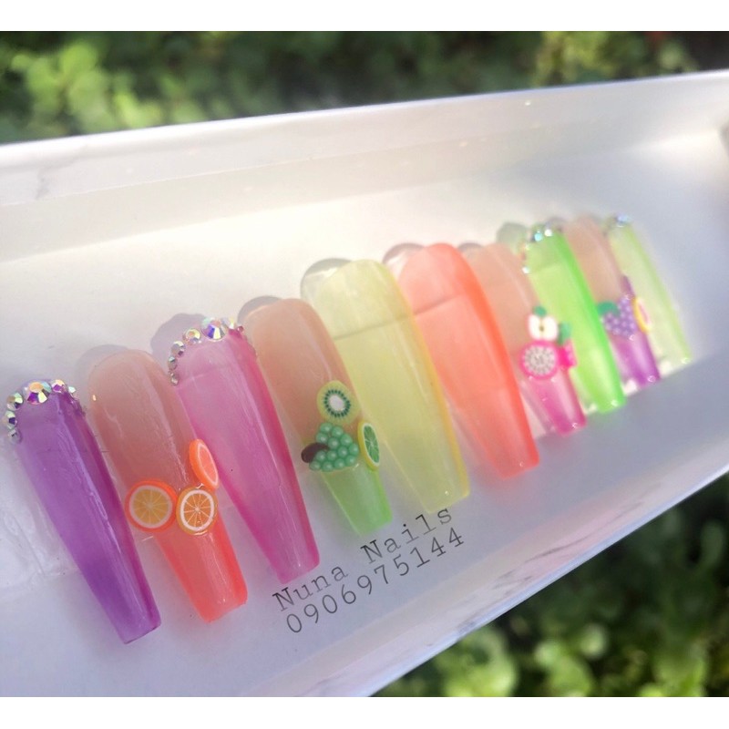 nailbox Nuna móng úp thiết kế móng tay giả charm móng thạch pastel  5 màu inbox chọn size đầy đủ phụ kiện CÓ NOW SHIP