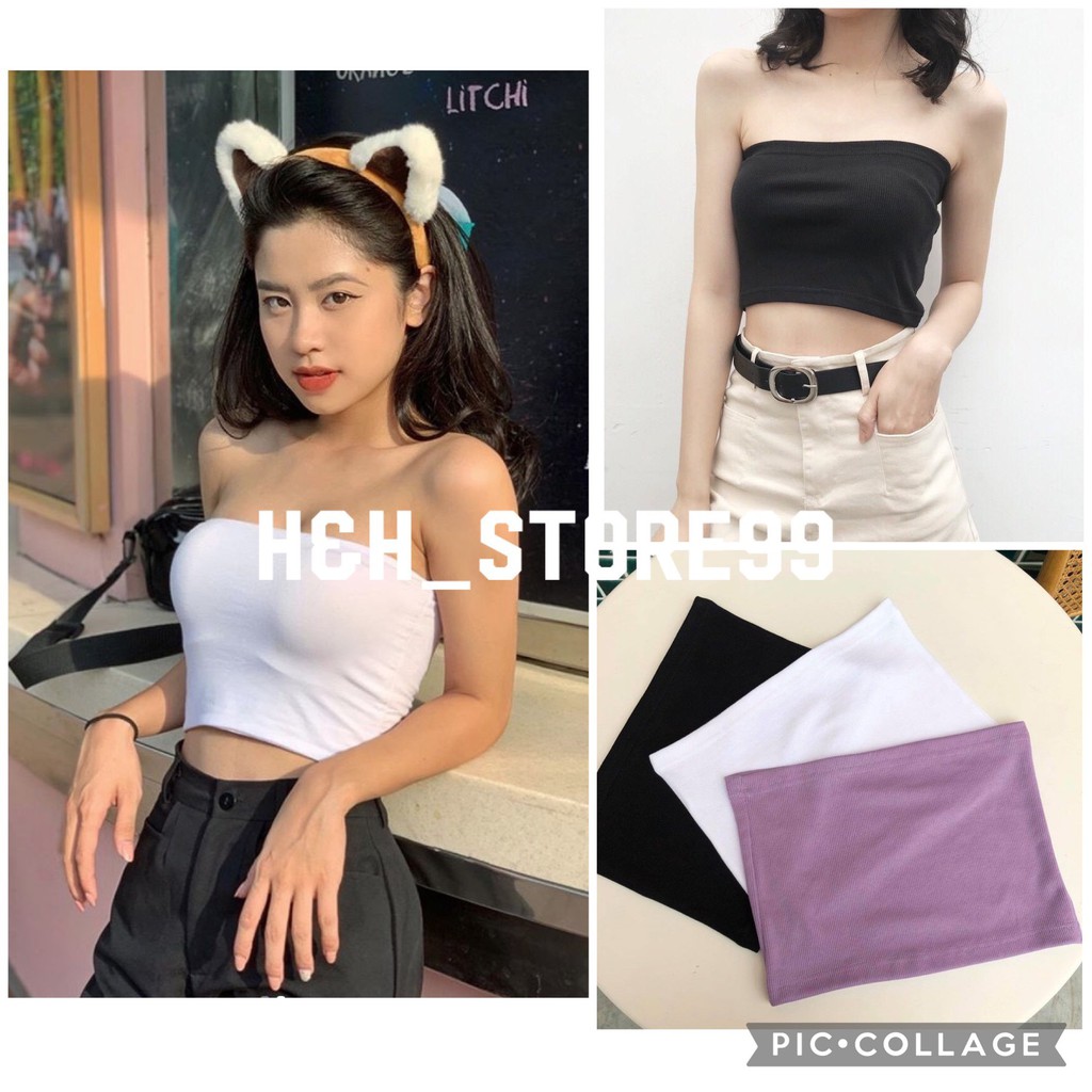 Áo Quây Ngực Thun Tăm Nữ 🌸 Croptop ngắn dáng ôm, phông trơn body màu đen trắng SIÊU HOT