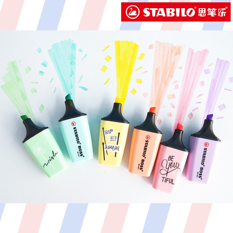 Bộ bút đánh dấu highlighter Stabilo 6 màu pastel (made in Germany)