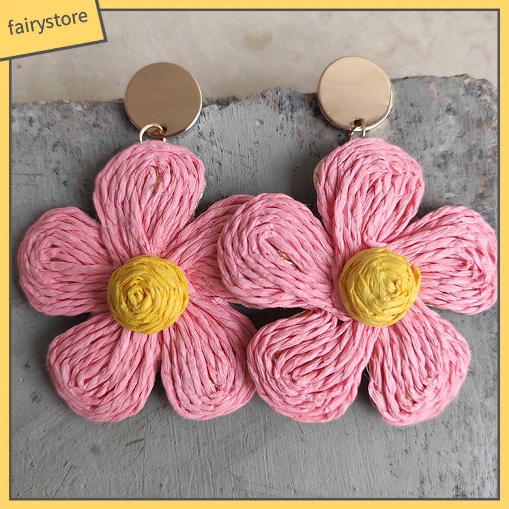 1 Đôi Bông Tai Hình Hoa Màu Sắc Tươi Sáng Phong Cách Kỳ Nghỉ Cho Nữ