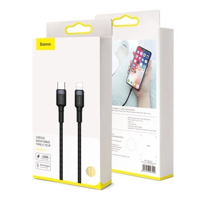 Cáp sạc nhanh iPhone, iPad, AirPods bện nylon BASEUS CATLKLF USB-C ra Lightning Power Delivery 18W - Hàng chính hãng