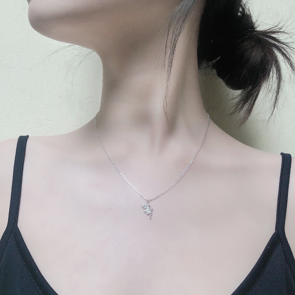 Vòng cổ bạc nữ Miuu Silver, dây chuyền bạc 925 thiên thần Tinker Bell Necklace