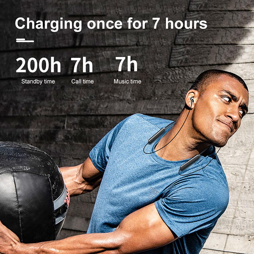 Niye Tai nghe thể thao từ tính mới thể thao không dây Bluetooth 5.0 Tai nghe Bluetooth với  micrô