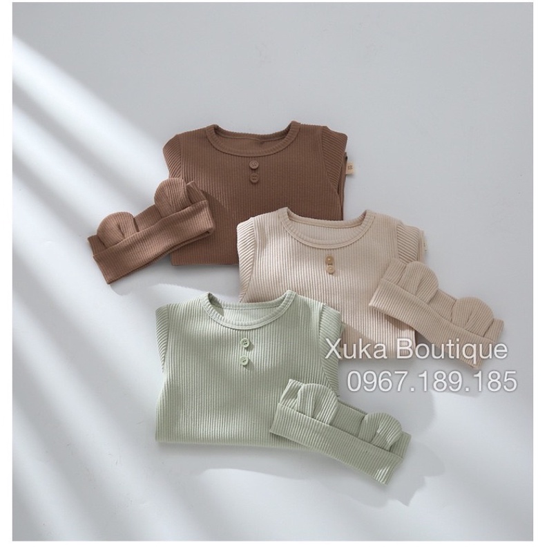 Bodysuit Dài Tay Kèm Tuban Cao Cấp Cho Bé 0-2 Tuổi Style Hàn Quốc Cotton Dài Tay Thu Đông Cực Đẹp