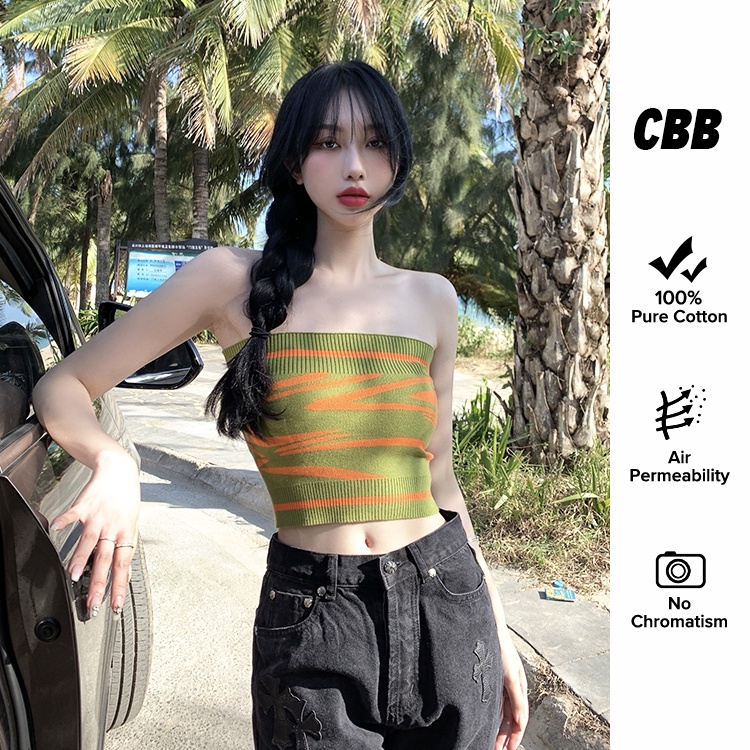 Porozi  Áo nữ dệt kim  dáng lửng thời trang mùa hè phong cách Hàn Quốc