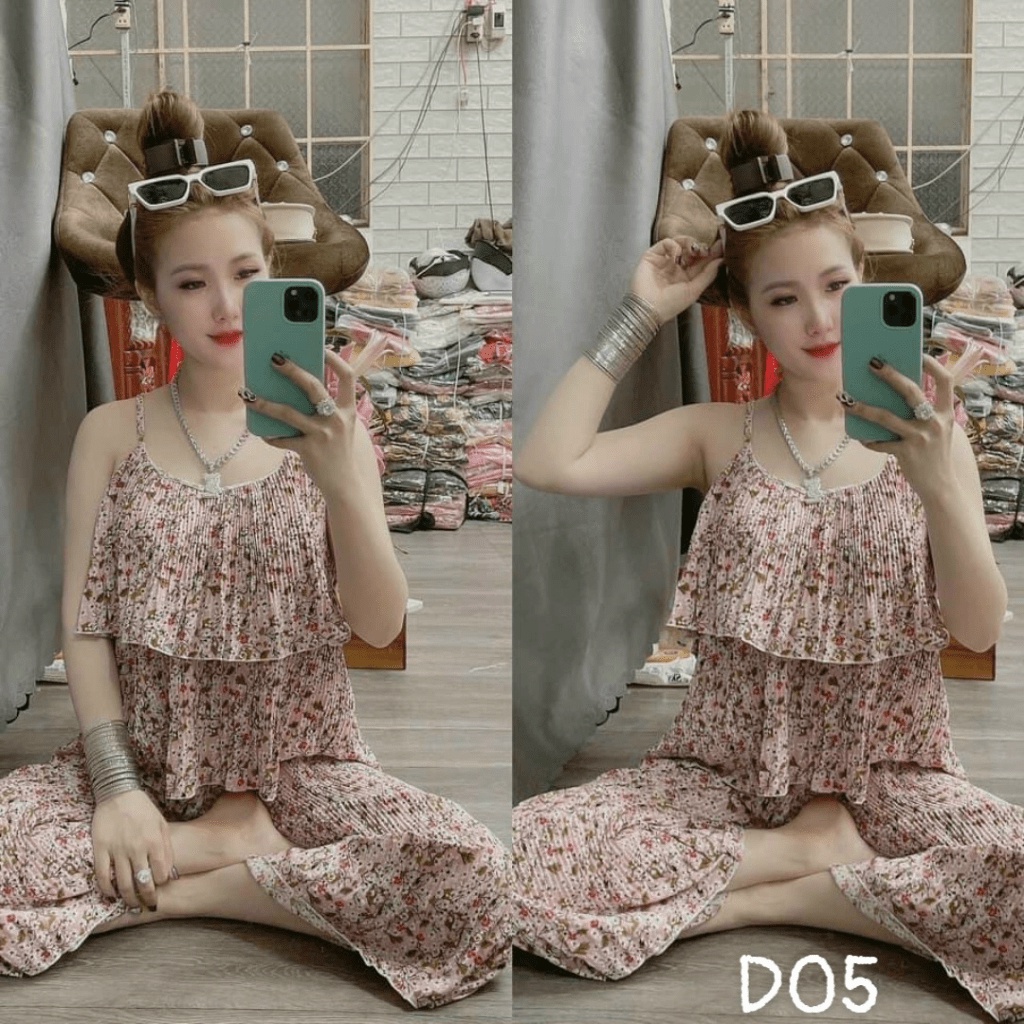 (MẪU MỚI) MẪU HÈ SÉT BỘ DẬP LY 2 DÂY HOA SANG CHẢNH TÔN DÁNG DX HHP